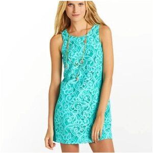 Lilly Pulitzer Teal Lace Sleeveless Shift Dress